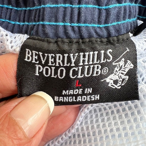 Beverly Hills Polo Club Swim Trunks Large Blue Board Shorts Cargo Lined 10” - Picture 11 of 12